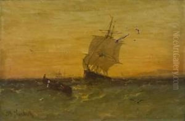 Navire En Mer Oil Painting by Joseph Suchet