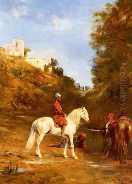 Watering The Horses Oil Painting by Eugene Fromentin