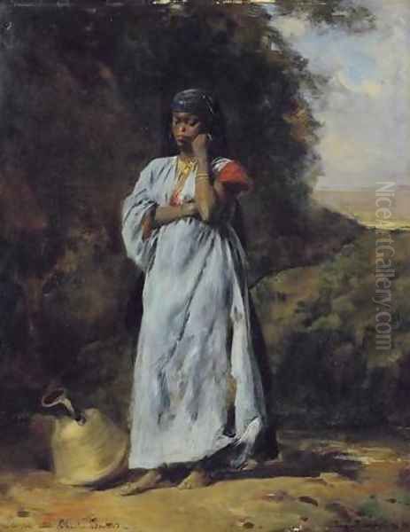 Young Woman by the Nile (Jeune femme devant le Nil) Oil Painting by Eugene Fromentin