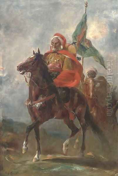 An Orientalist chieftain on horseback Oil Painting by Eugene Fromentin