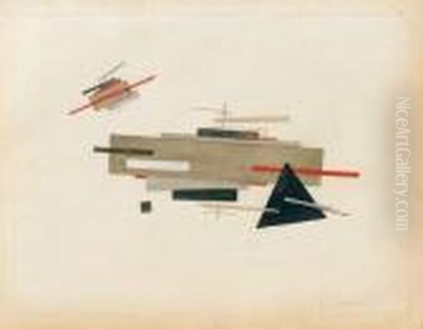 Composition Suprematiste Oil Painting by Nikolai Suetin