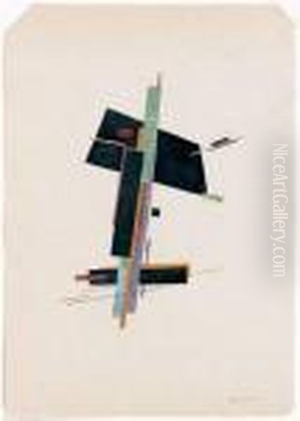 Composition Suprematiste Oil Painting by Nikolai Suetin