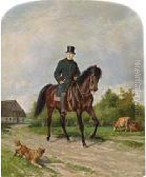 A Horseman In A Summer Landscape Oil Painting by Carl Suhrlandt