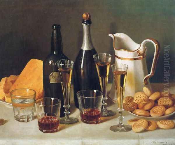 Still Life: Cognac and Biscuits Oil Painting by John Defett Francis