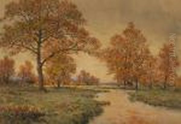 Autumnalriver Landscape Oil Painting by Arthur Suker