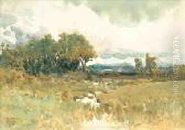 A Riverlandscape Oil Painting by Arthur Suker