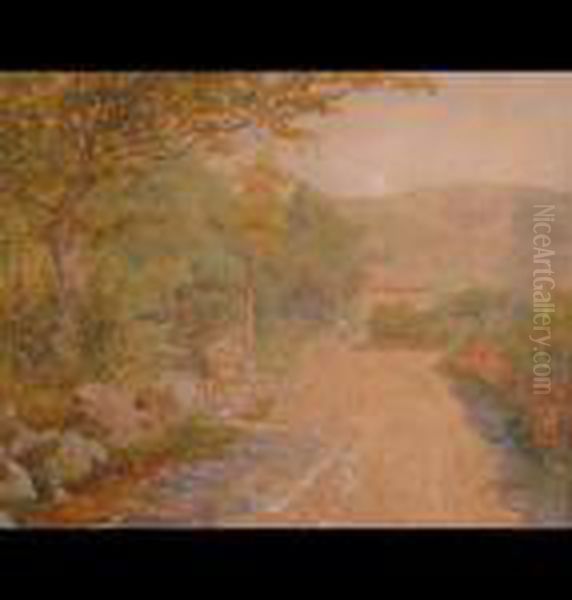 A Country Lane With Figure Oil Painting by Arthur Suker