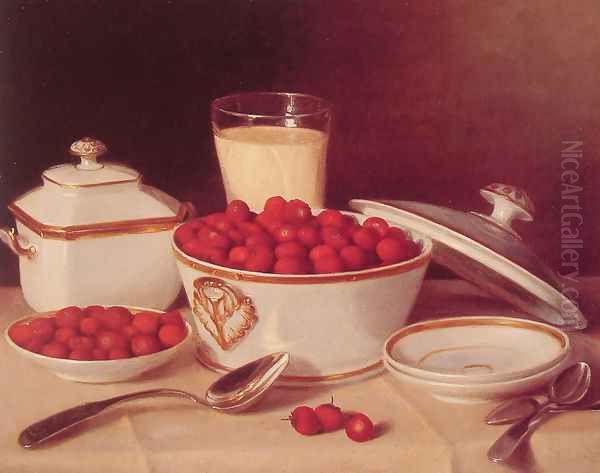 Strawberries and Cream Oil Painting by John Defett Francis