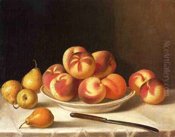 Still Life with Peaches and Pears Oil Painting by John Defett Francis