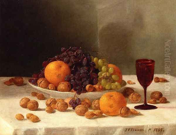 Still Life with Fruit and Nuts Oil Painting by John Defett Francis