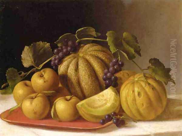 Melons and Yellow Apples Oil Painting by John Defett Francis