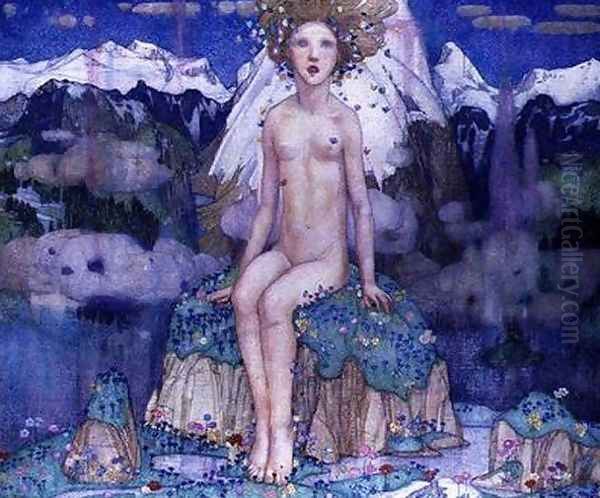 Love in the Alps Oil Painting by Edward Reginald Frampton