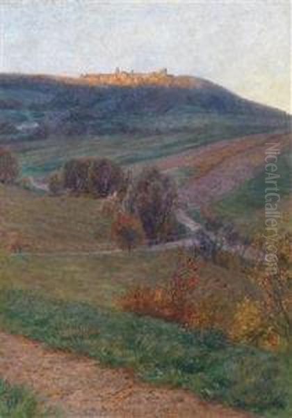 Landscape With Village On A Hill by Max Suppantschitsch