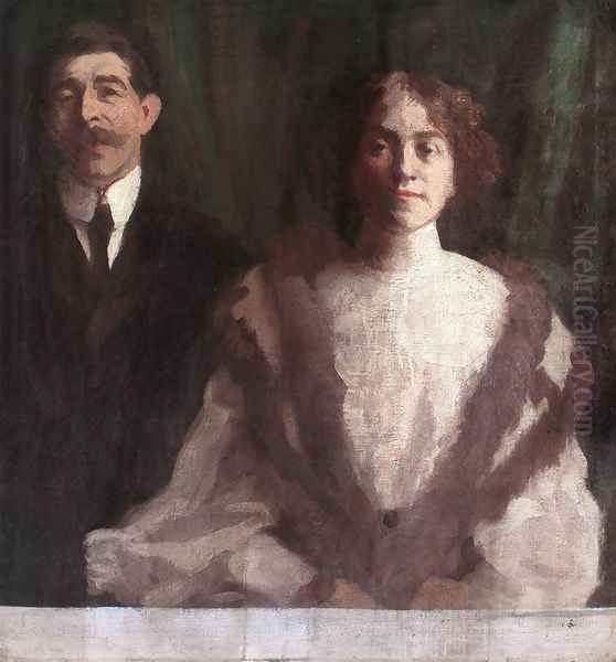 Cezar Herrer and his Wife at Nagybanya 1904 Oil Painting by Karoly Ferenczy