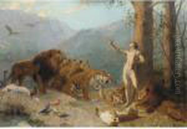 Orpheus Charming The Animals Oil Painting by Gustave Surand