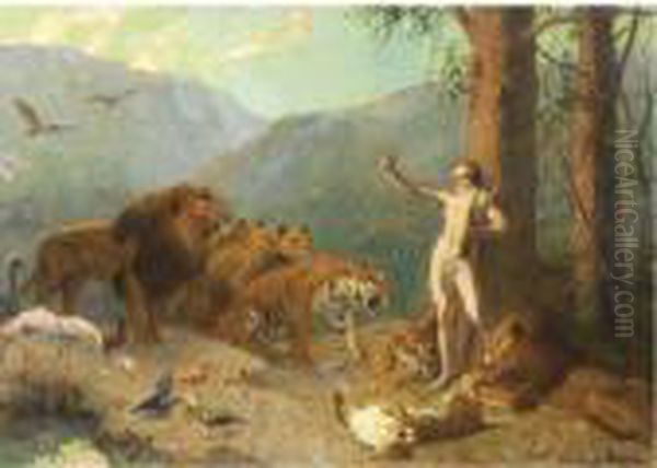 Orpheus Charming The Animals Oil Painting by Gustave Surand