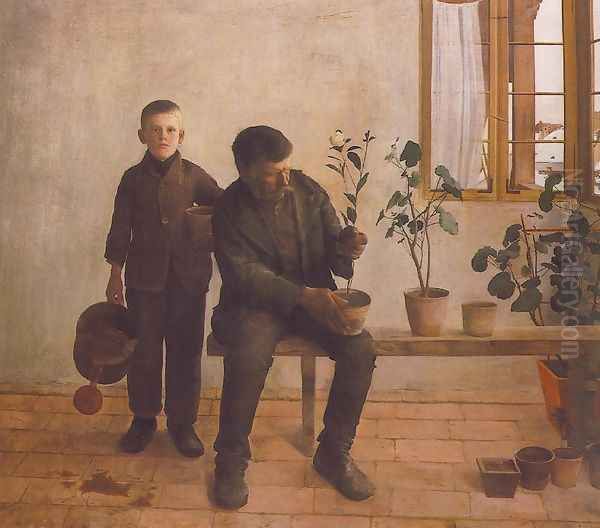 Gardeners 1891 Oil Painting by Karoly Ferenczy