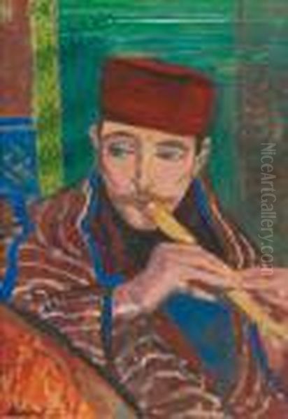 Oriental A La Flute Oil Painting by Andre Sureda