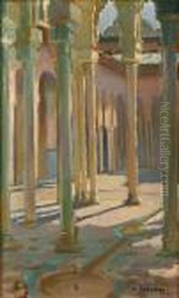 Patio Dun Palais Mudejar Oil Painting by Andre Sureda