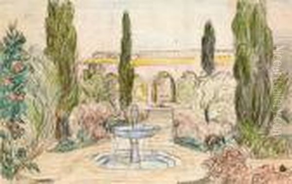 Jardin D'une Villa D'alger Oil Painting by Andre Sureda