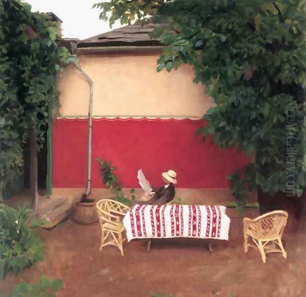 Red Wall 1910 Oil Painting by Karoly Ferenczy