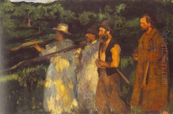 Woodsmen Returning Home 1899 Oil Painting by Karoly Ferenczy