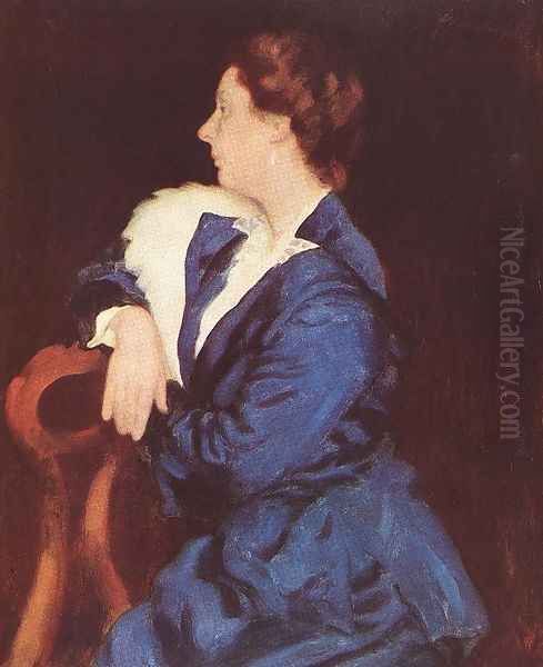 Portrait of Mrs. Sandor Ernst 1916 Oil Painting by Karoly Ferenczy