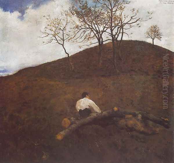 Landscape in Springtime with the Flower Hill 1898 Oil Painting by Karoly Ferenczy