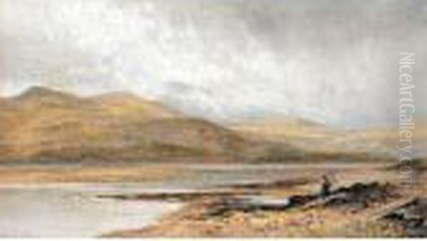 Figures By An Estuary In Wales Oil Painting by John Surtees