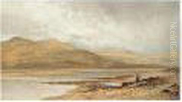 Figures By An Estuary In Wales, Signed, Watercolour, 41 X 72 Cm.; 16 X 28 1/4 In Oil Painting by John Surtees