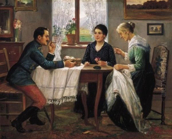 Courting Oil Painting by Josef Johann Suss