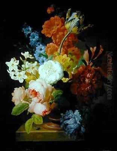 Still life of flowers in a marble urn Oil Painting by Pieter Faes