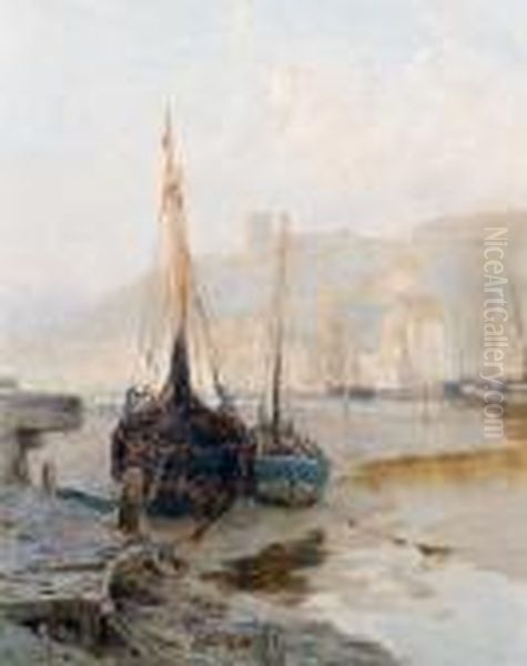 Moored Boats Oil Painting by Lester Sutcliffe