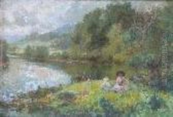 Picnic By The River Oil Painting by Lester Sutcliffe