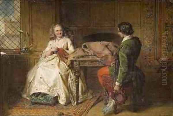 Catherine Seyton and Roland Graeme in a scene from The Abbot by Walter Scott 1771-1832 Oil Painting by John Faed