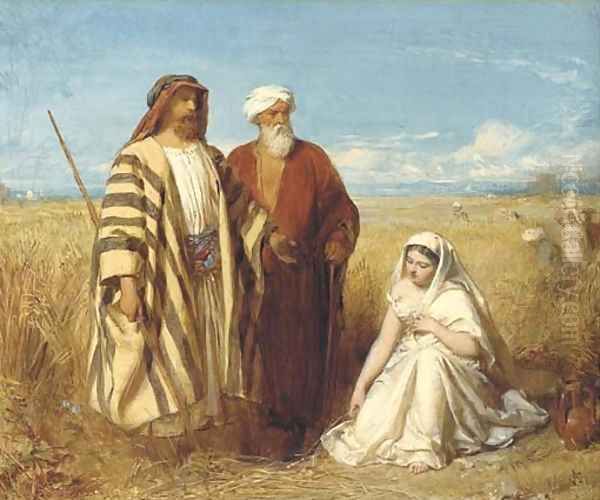 Boaz and Ruth Oil Painting by John Faed