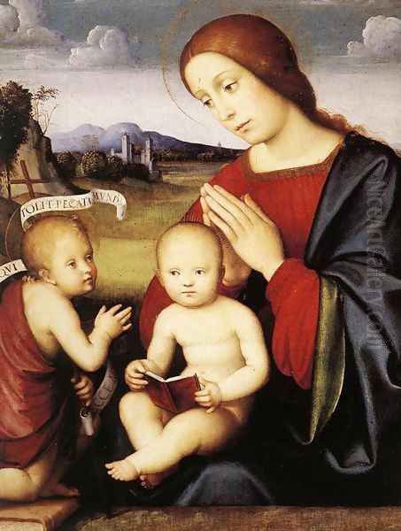 Madonna and Child with the Infant St John the Baptist c. 1500 Oil Painting by Francesco Francia