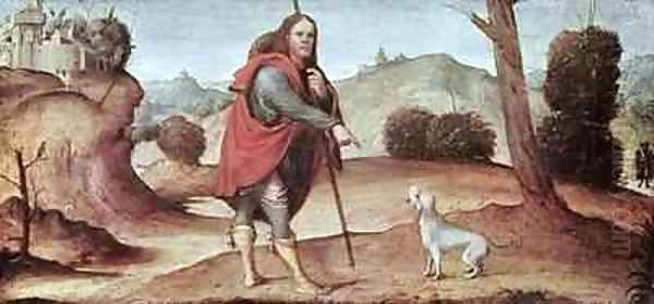 St Rocco from a predella panel Oil Painting by Francesco Francia