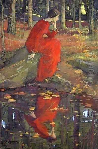 The Leaf Oil Painting by Elizabeth Stanhope Forbes