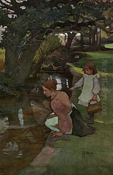 By the Brook Oil Painting by Elizabeth Stanhope Forbes