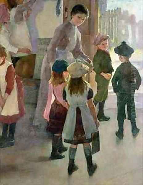 School is Out Oil Painting by Elizabeth Stanhope Forbes