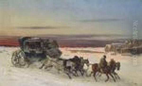 Runaway Carriage Oil Painting by Nikolai Egorovich Sverchkov