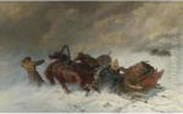 Into The Blizzard Oil Painting by Nikolai Egorovich Sverchkov