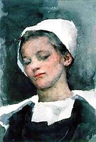 Louise a Breton Girl Oil Painting by Elizabeth Stanhope Forbes