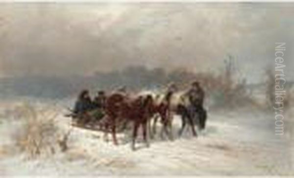 Winter Travellers Oil Painting by Nikolai Egorovich Sverchkov