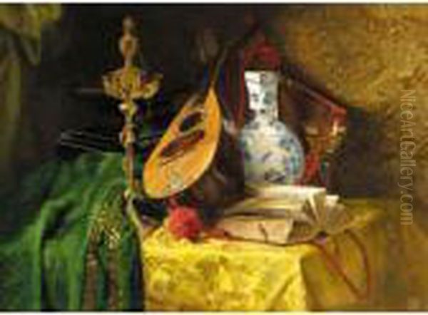 Still Life With Balalaika Oil Painting by Nikolai Egorovich Sverchkov