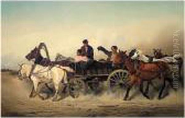 Transporting The Horses Oil Painting by Nikolai Egorovich Sverchkov