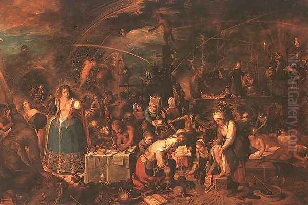 An Assembly of Witches 1600s Oil Painting by Frans the younger Francken