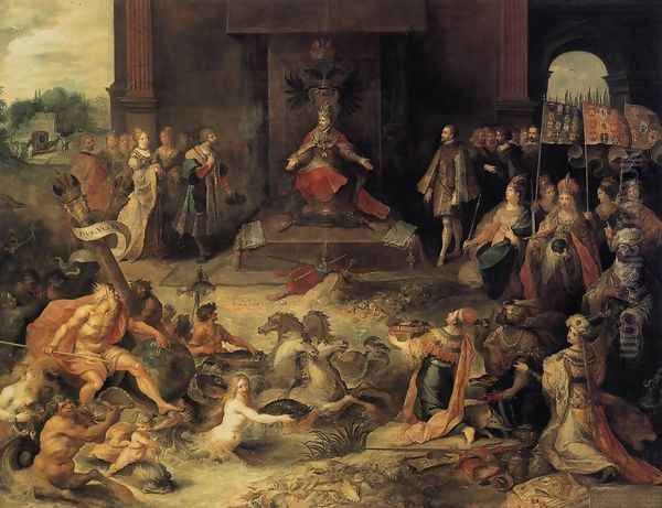 Allegory on the Abdication of Emperor Charles V in Brussels, 25 October 1555, c.1620 Oil Painting by Frans the younger Francken