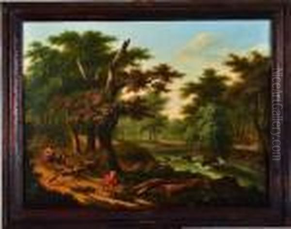 scene Pastorale Devant Une Riviere Oil Painting by Frans Swagers